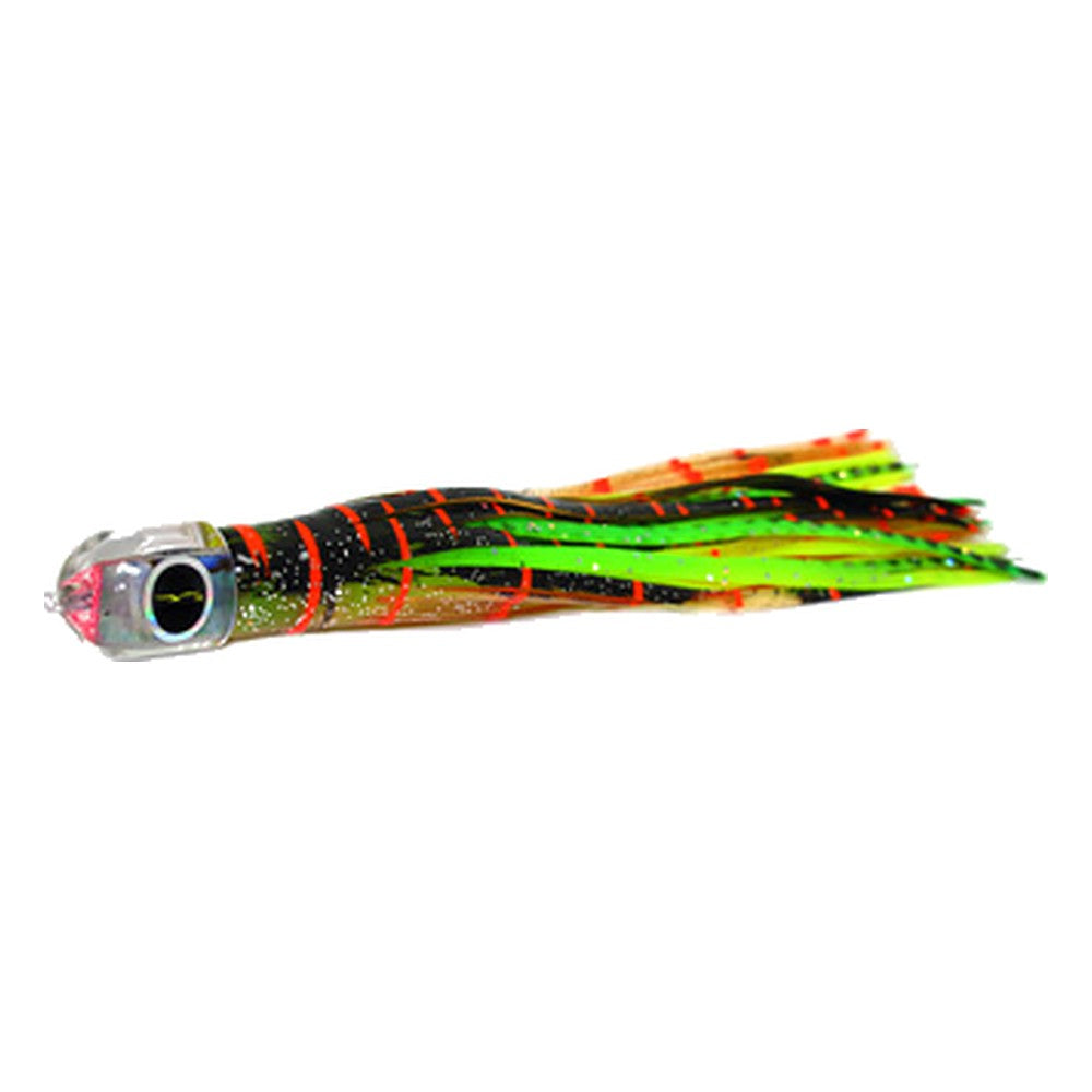 Black Bart Ika micro lure in Brown Orange/Green Chartreuse