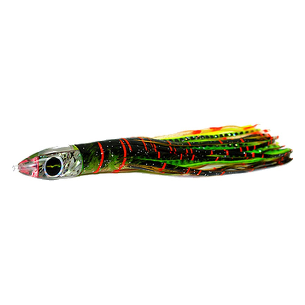 Black Bart Sushi micro lure in Brown Orange/Green Chartreuse